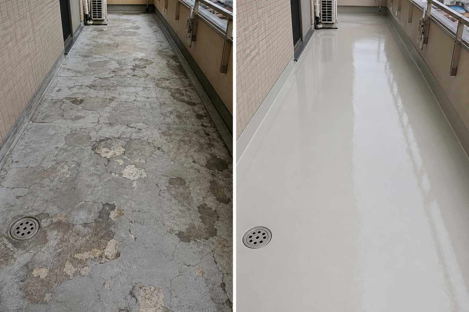 所沢市 アパート防水 Before/After